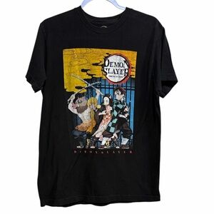 Demon Slayer Anime Graphic Tee Black Short Sleeve Size M